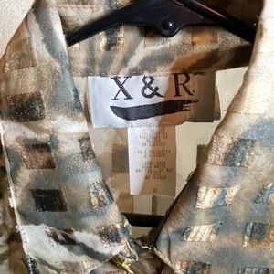 X&R size small sheer animal print button down shirt